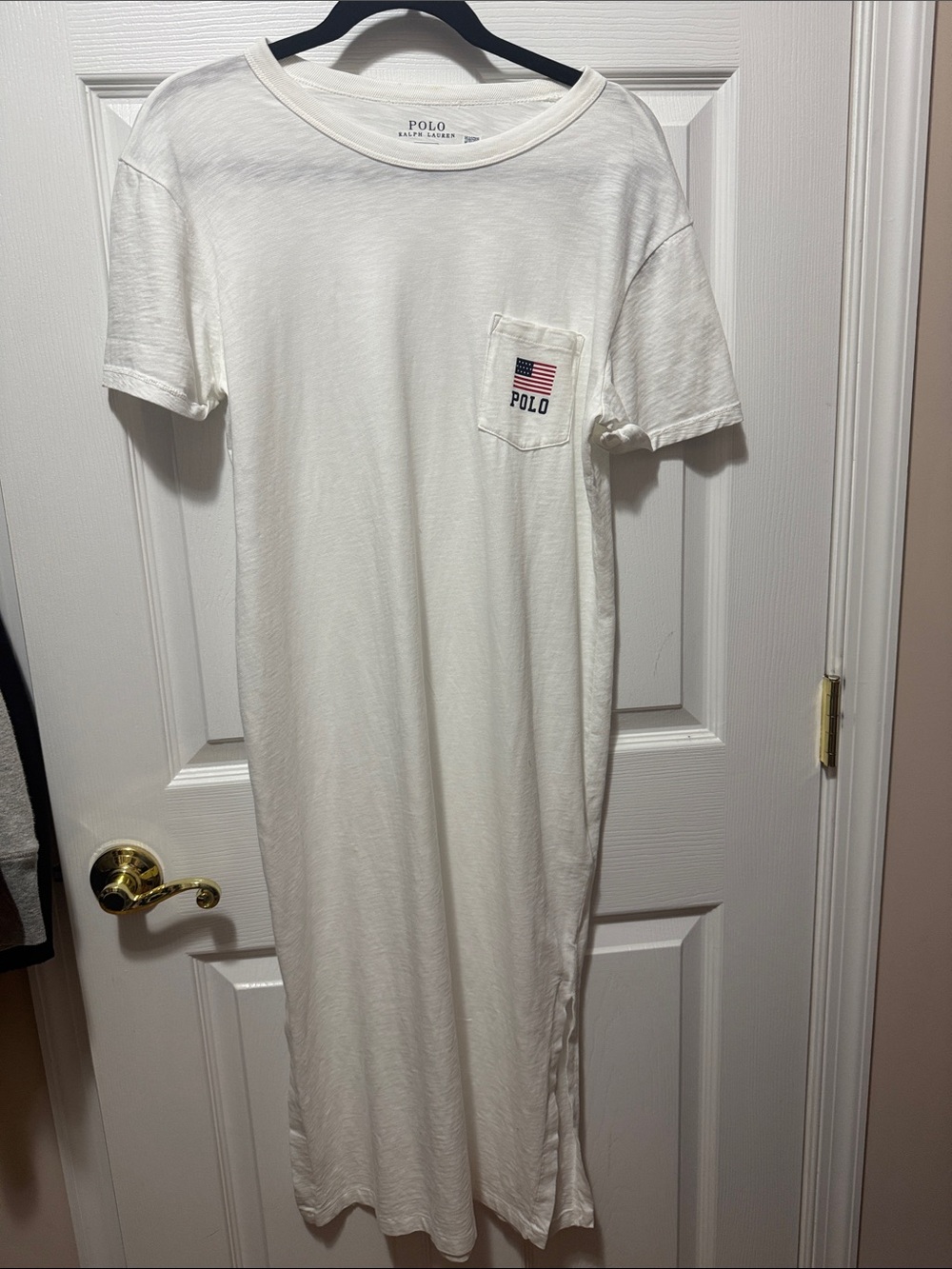 Polo by Ralph Lauren White Pocket Tee with Flag Embroidery
